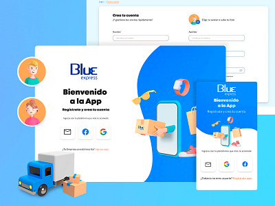 App BlueExpress app courier portal shipping company system design ui visual design