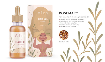 Rosemary | Packaging Hair Oil box brand brand character character design female feminism girl girl character girl illustration girl power hair oil packaging