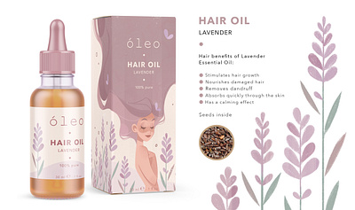 Lavender | Packaging Hair Oil box brand brand character character design design female feminism girl girl character girl illustration girl power hair oil lavender packaging plant