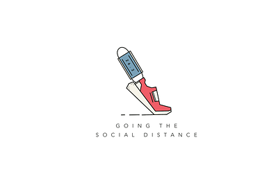 The Social Distance abstract covid design distance illustration marathon race shoe social vector