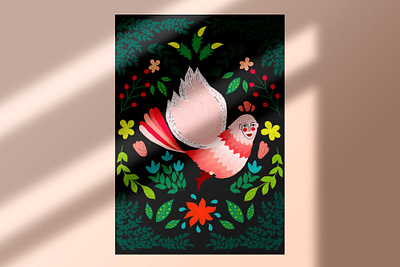 Lady Bird Gamayoun artwork bird canvas print canvas wall art design folk folk art folkart gamayoun illustration minimal vector