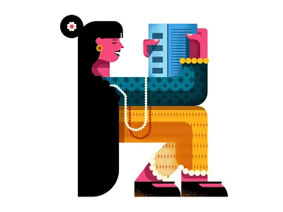 Letter K 36 Days of Type 36dayoftype 36days 36daysoftype08 36dot alphabet beautiful girl book reader character geometric girl illustration k letter k lettering lettering art