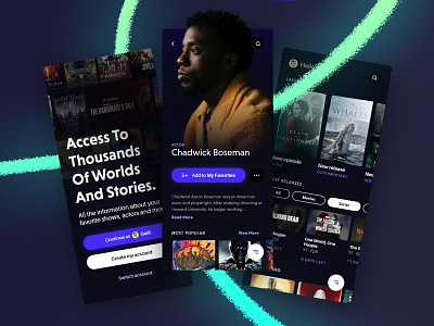 Cinema App - Concept app design chadwick boseman cinema concept dark dark app dark ui design design app films inspiration mobile app mobile interface mobile ui mobile ux movies ui ui design uidesign ux