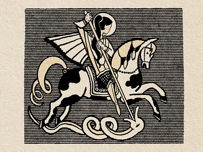 St. George conquer drawing horse illustration