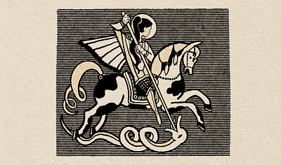 St. George conquer drawing horse illustration