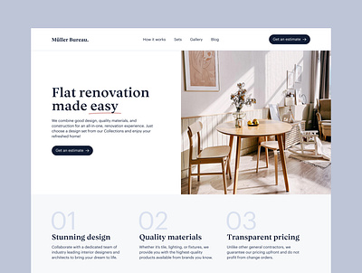 Müller Bureau – Style Exploration design interface interior minimalist real estate typography ui ux web website