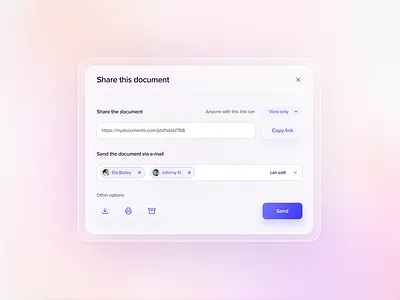 Share modal bootcamp clean concept design document glass effect minimal modal modal window share ui