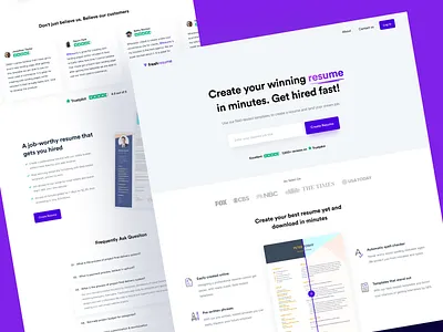 Freshresume.co - Online CV builder platform app branding builder cv design home page job landing product design resume saas template typography ui user experience user interface ux web web design website