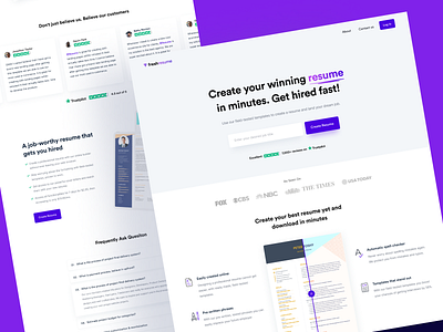 Freshresume.co - Online CV builder platform app branding builder cv design home page job landing product design resume saas template typography ui user experience user interface ux web web design website