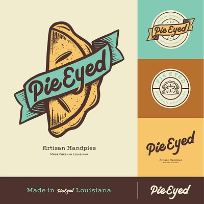 Pie Eyed Logo brand design brand identity branding branding design food illustration food industry food logo food truck food truck logo foodtruck hand pies illustration logo logo design logo suite louisiana restaurant restaurant branding restaurant logo