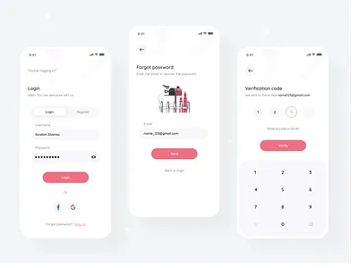 Login And Forgot password Screens app design ux