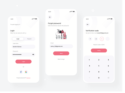 Login And Forgot password Screens app design ux