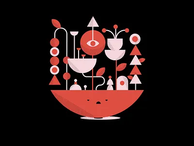 bloom colors eye face flat flatdesign flores flowers geometric illustration lines plants pots vector