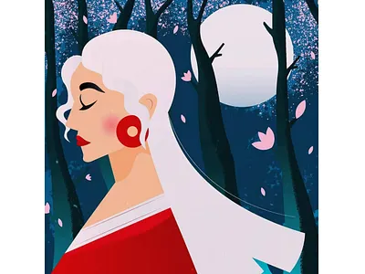 The Enchantress and The Enchanted art beautiful colour palette design dribble enchantress flat art forest girl girl illustration gradient graphic illustration illustration art jungle night illustration texture vector