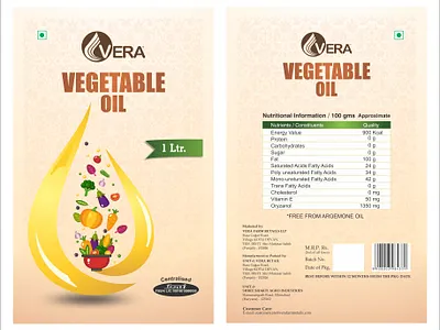 VEGETABLE OIL 1 litre Pouch Label Design branding design illustration typography