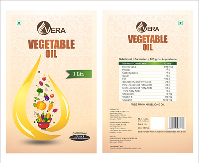 VEGETABLE OIL 1 litre Pouch Label Design branding design illustration typography