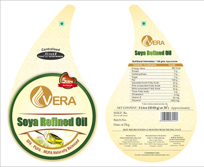 Refined oil 5 Litre Label Design branding design illustration typography