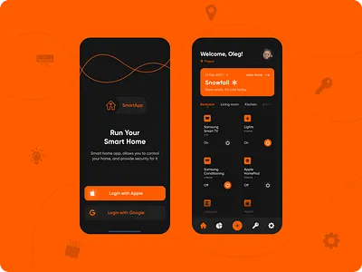 Smart Home Black - Mobile App app black design home landing page mobile mobile app mobile app design mobile design phone smart smartapp smarthome ui ux