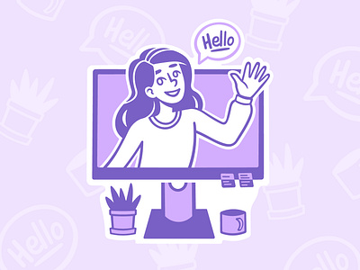 Welcome Screen Girl design girl illustration illustrator procreate purple screen speedpaint vector welcome window