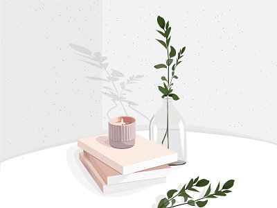 Сandle, vase with a plant, stack of books adobe illustrator aesthetic beauty illustration digital illustration fashion illustrator flat design home interior illustration illustrator interior illustration minimalism minimalistic modern design pastel colors stilllife vector vector illustration vector illustrator векторная графика векторная иллюстрация