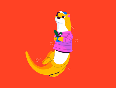 Otter 36daysoftype costarica cute cute animals illustration nature nutria otter