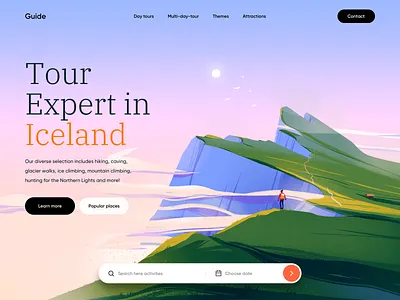 Guide - Web Design for Travel Agency colors illustration illustration art illustrator landing tourism travel agency traveling ui ui design ux ux design web webdesign website website design