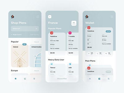 Mobile Data Market Place app calm data design homepage mobile mobile app mobile ui modern network page provider travel travel app traveling ui uiux ux wallet wifi