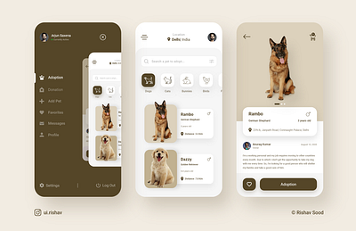 Pets Adoption & Donation App abstract adobe xd animals app app design application ui birds cats colors design dogs icon pet care pets rabbit sketch typography ui uiuxdesign ux