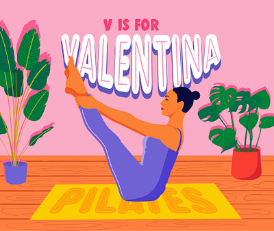 Valentina Pilates illustration pilates typography