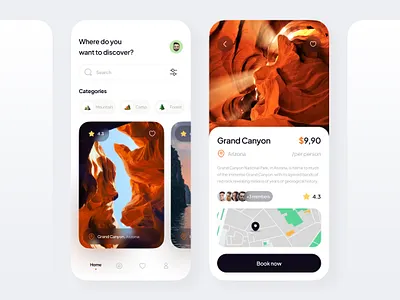 Travel App 🏕️ adventure app booking clean design explore minimal mobile tourism travel traveler traveling trip ui user interface ux vacation