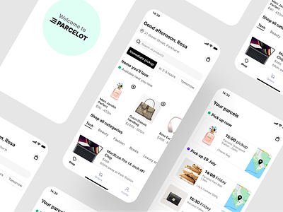 E-commerce platform UI app app design card design data display ecommerce map mobile online shopping parcel delivery search search results shopping solvers splash toggle ui