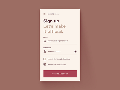 Sign up 001 dailyui minimalism mobile sign up ui ux warm