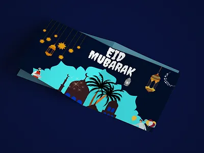 Eid Mubarak wish card banner design design dribbble eid mubarak graphic design illustration invitation invitation cards poster design