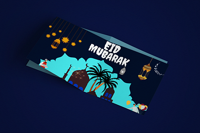 Eid Mubarak wish card banner design design dribbble eid mubarak graphic design illustration invitation invitation cards poster design