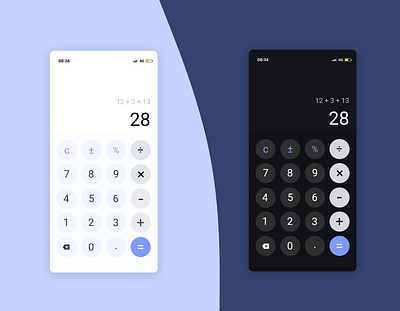 Calculator - light/dark #dailyui004 calculator ui color dailyui figma iphone purple