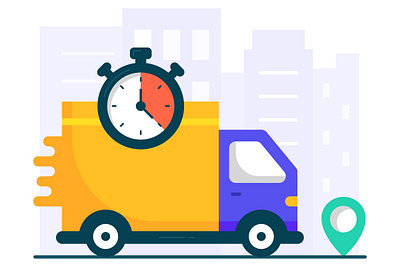 Delivery delivery van illustration location quick delivery time vector