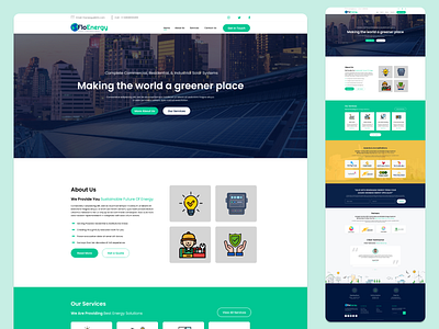 Floenergy creative design eco logo mark online service prototype roof save energy solar energy solar panel solar system web mockup wireframe