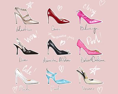 Multibrand Designer Fashion Heels design fashion fashion app fashion brand fashion design fashion icon fashion illustration fashion illustrator fashion logo fashion post fashion shop fashion sketch heels illustraion illustration illustration art illustrations illustrator illustrator design pumps