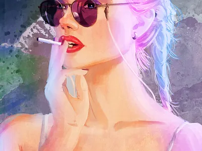 Girl & Cigarette arte arte digital digital arte digital painting illustration ilustração painting photoshop pintura digital