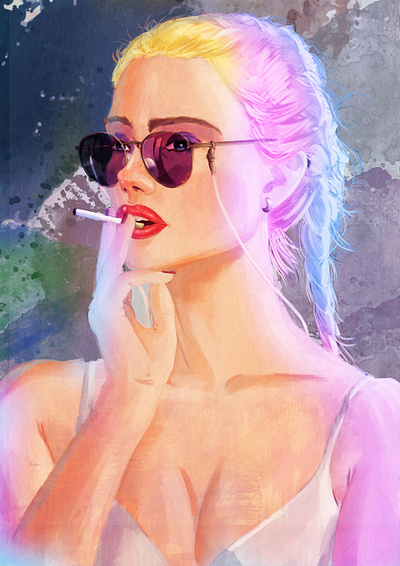 Girl & Cigarette arte arte digital digital arte digital painting illustration ilustração painting photoshop pintura digital