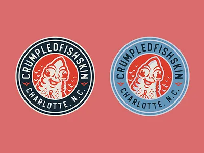 Crumpledfishskin Badge badge branding emblem fish illustrator logo mark typography vector