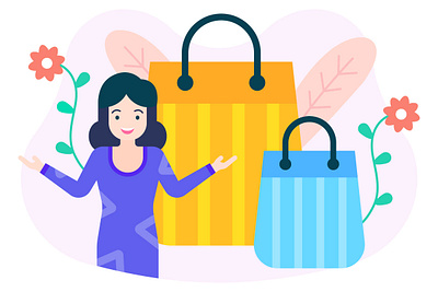 Shopping art avatar buy discount female illustration purchase shopping shopping app shopping bag vector