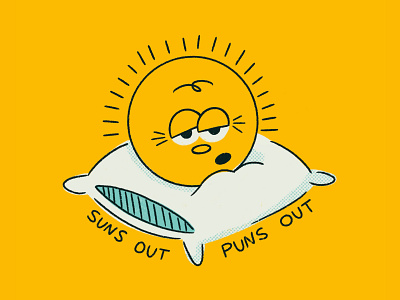 Sleepy Sunday Punday No. 053 character design illustration pillow procreate pun ray sleep sleepy sun type