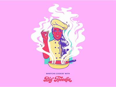 Big Freedia Whatcha' Cooking bounce music branding colorful cooking cooking class cooking logo digital painting illustration louisiana merch design merchandise music art new orleans nola queen t shirt design t shirt illustration