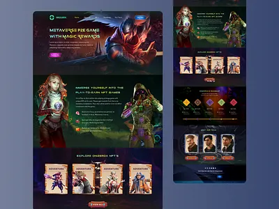Onizerox-P2E NFT Gaming Website Design nft landing page nftgame nftmarketplace p2e playtoearn ui uiux userinterface web design