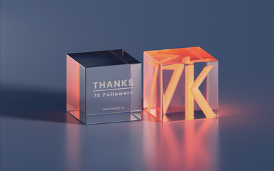 7K Fllowers Thanks 3d art abstract blender clean cube followers glassy gradient icon illustration wantline