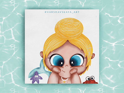 Mermaid cute Illustration for #mermay art artchallenge artist artwork branding character children book illustration children illustration childrens book cute friends girl girl illustration illustration illustrator mermaid mermay postcard poster sea