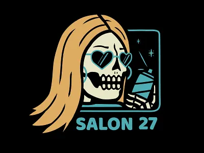 SALON 27 design hairspray illustration retro salon shirt design skele skeleton skeletons skull vector
