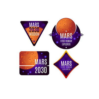 Mars mission 2x2 concept chevron or astronaut patch, poster astronaut banner chevron colonization colony concept cosmos design flight label logo mars mission planet poster space sticker vector