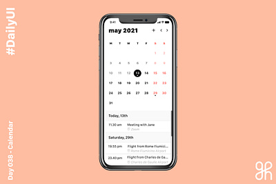 Daily UI Challenge day 38 - Calendar dailyui dailyuichallenge